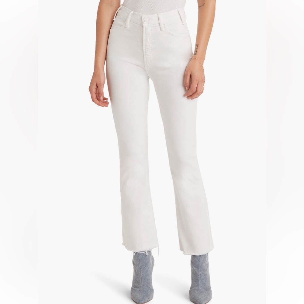 MOTHER Hustler High Waist Frey Hem Ankle Bootcut Jeans size 32